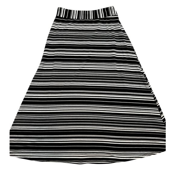 Womens Striped Maxi Skirt XL Black White Stripe Y2K Mall Goth Witchy Stretchy - Picture 1 of 5